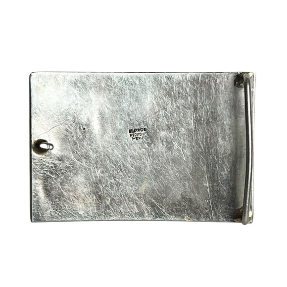 Vintage Silver Abalone Belt Buckle Unisex Made In Mexico Statement Boho main image 6